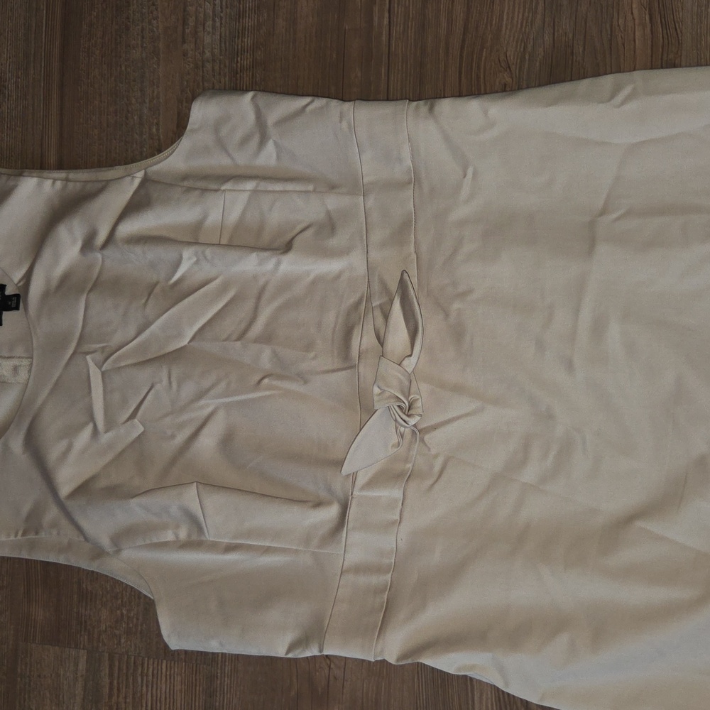 Ann Taylor Cream Midi Dress with Belt - Picture 2 of 5